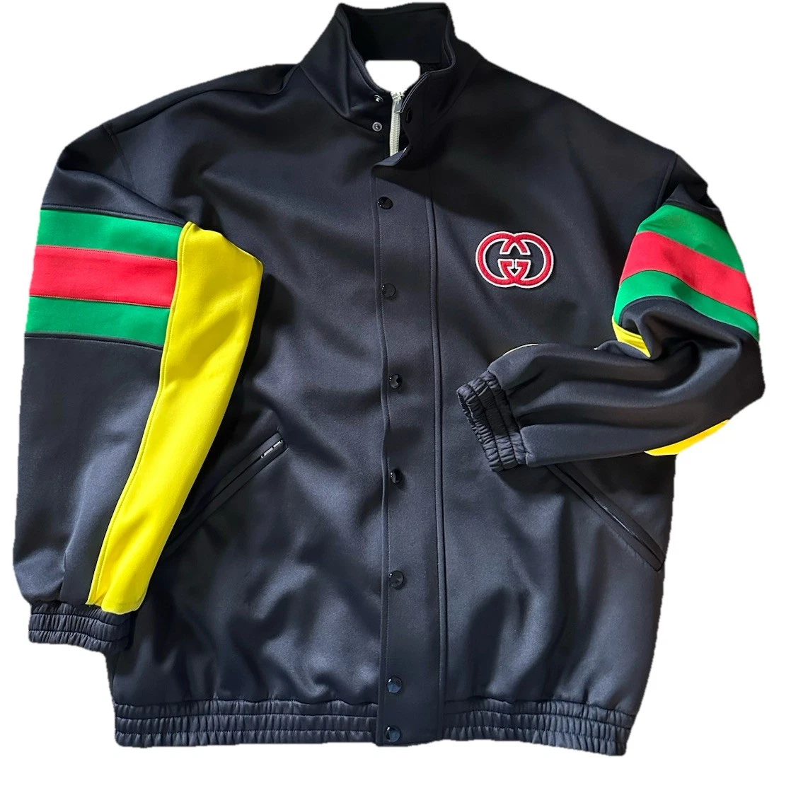 Giacca Gucci uomo GG Track nera multicolore taglia XL nuova con etichetta $3200