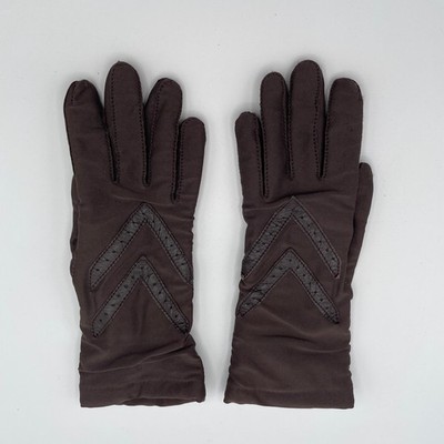Vintage Isotoner Gloves Womens Brown Driving Leather Wool Blend Insulated Winter