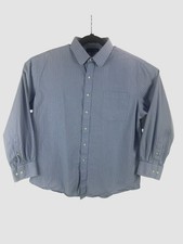 Tommy Hilfiger Mens 17.5 34/35 Blue Stripe Dress Shirt Classic Fit Button Front