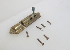 Antique Brass Door Lock Sliding Bolt Old Bathroom WC Knob Handle Vintage 3.5"L