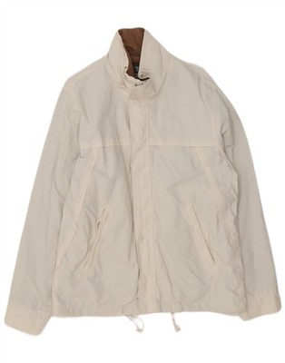 Vintage Herren Regenjacke UK 40 Large Weiß Baumwolle BQ01