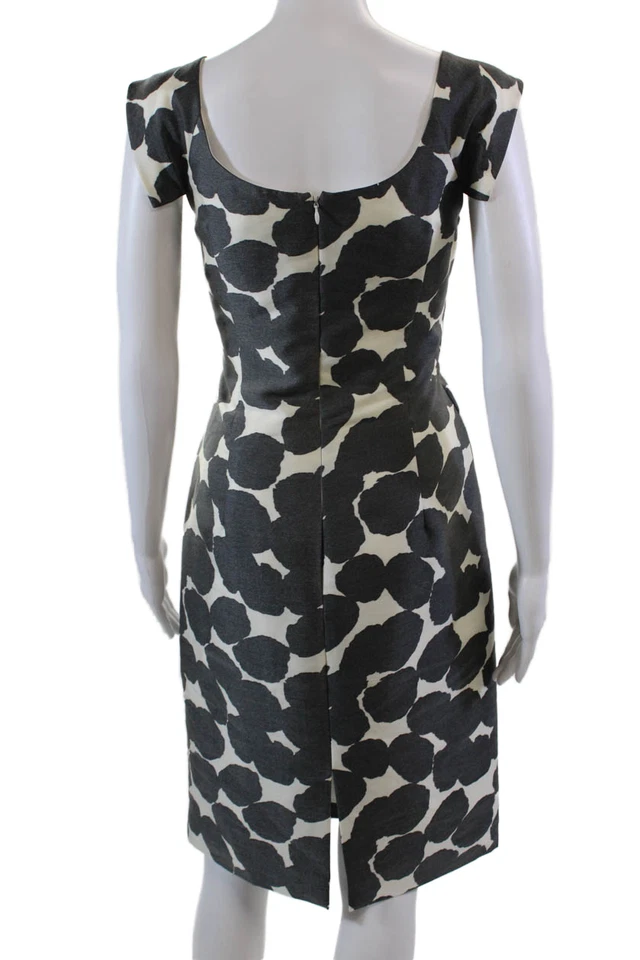 Vestido recto gris sin mangas con cuello cuadrado estampado Charles Chang-Lima para mujer talla 6 Foto 3 de 4