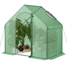 6 x 3 x 5.5FT Mini Walk-in Greenhouse w/PE Cover Rustproof PE-Coated Metal Frame