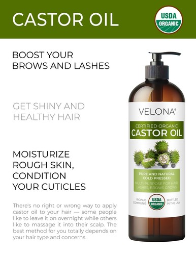 Velona USDA Certified Organic Castor Oil 2 Fl Oz - 1 Gallon Eyelashes Eyebrows - Picture 32 of 71