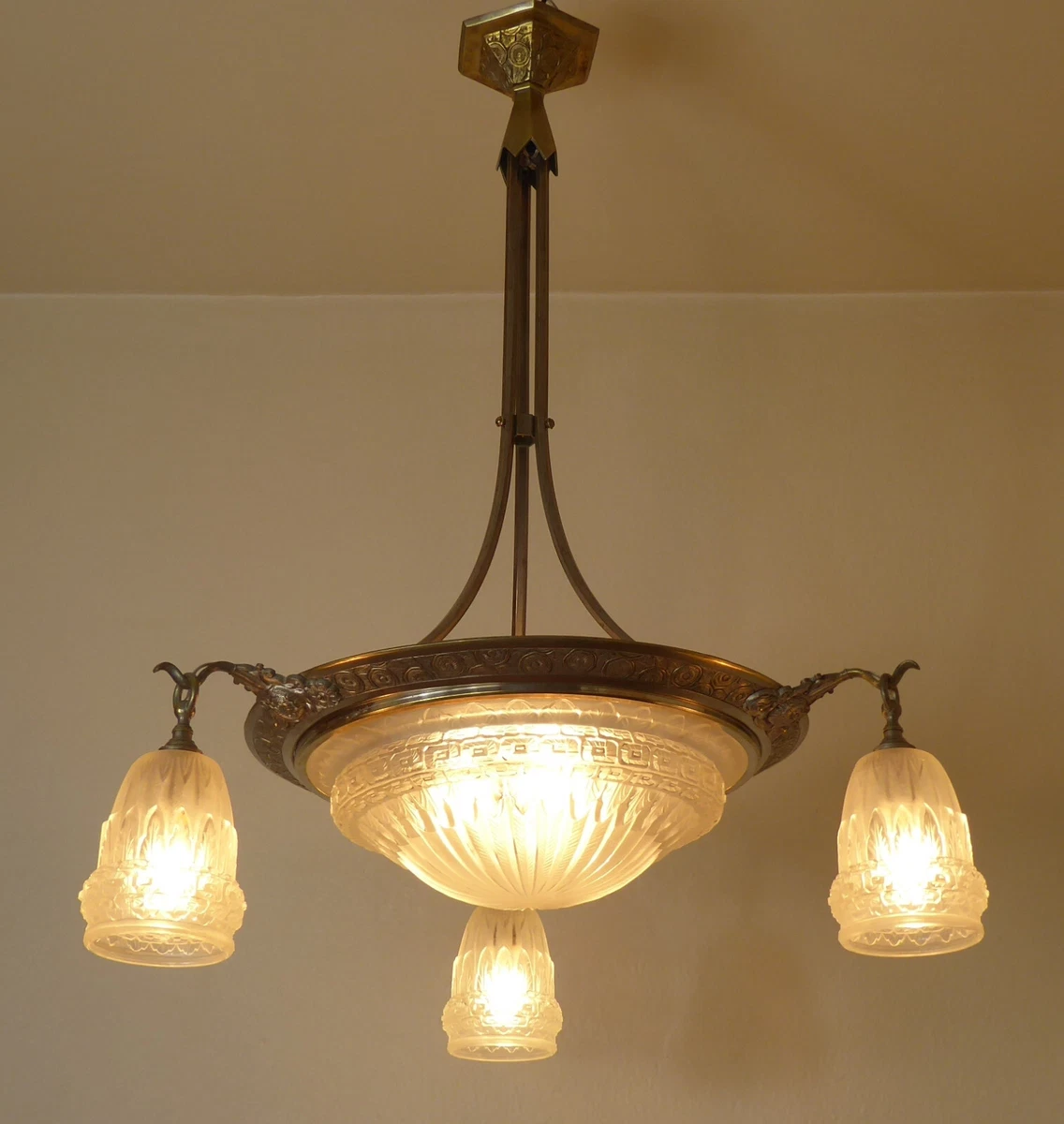 Gold art deco chandelier deals