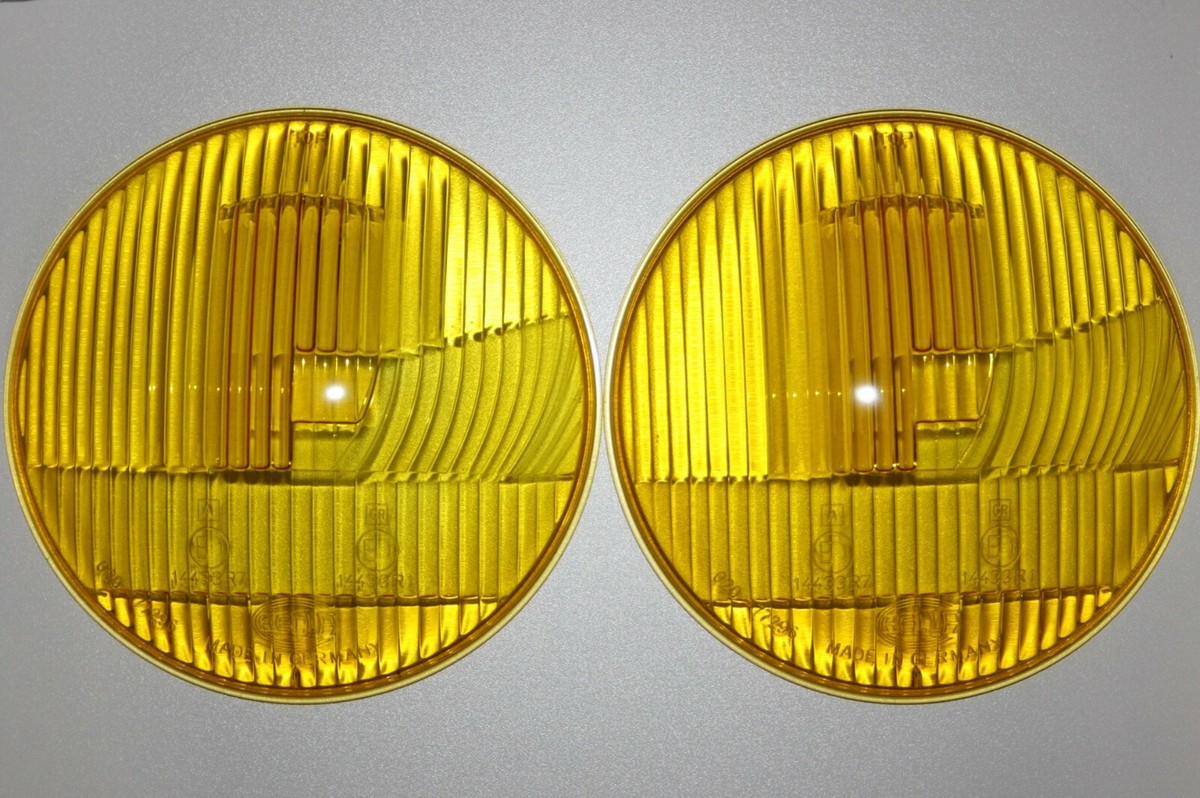 入手困難　T34 Karmann Ghia 灯火類パーツ for VW Karmann Ghia Typ 34 Set HELLA Fog Light Lenses Yellow Glass