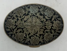 Vintage Schildkraut Genuine TREASURES OF INDIA Powder Compact MIRROR Fine Thread