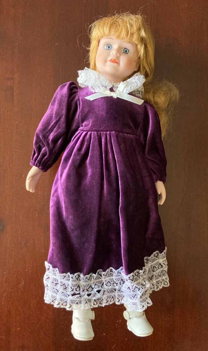 porcelain doll with purple dress Audrey Umbrella 23 Inch LeeQinersw Beautiful Ceramic Doll, Miniature