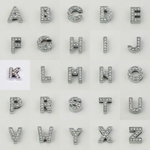 Schiebeperlen Buchstaben Alphabet 12 mm  silberfarben mit Strass - Bild 1 von 26