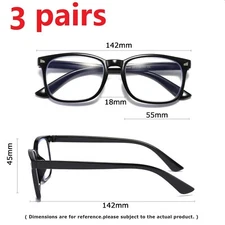 3 PK Unisex Blue Light Blocking Reading Glasses Big Frame Readers For Men Women