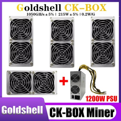 4 Pack New Goldshell CK-BOX 1050GH/s ±5% ASIC Miner WIFI Function With 1200W PSU