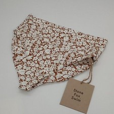 Stone Fox Swim Bikini Bottom Womens XS Taj High Rise Tobacco Le Fleur Print XS