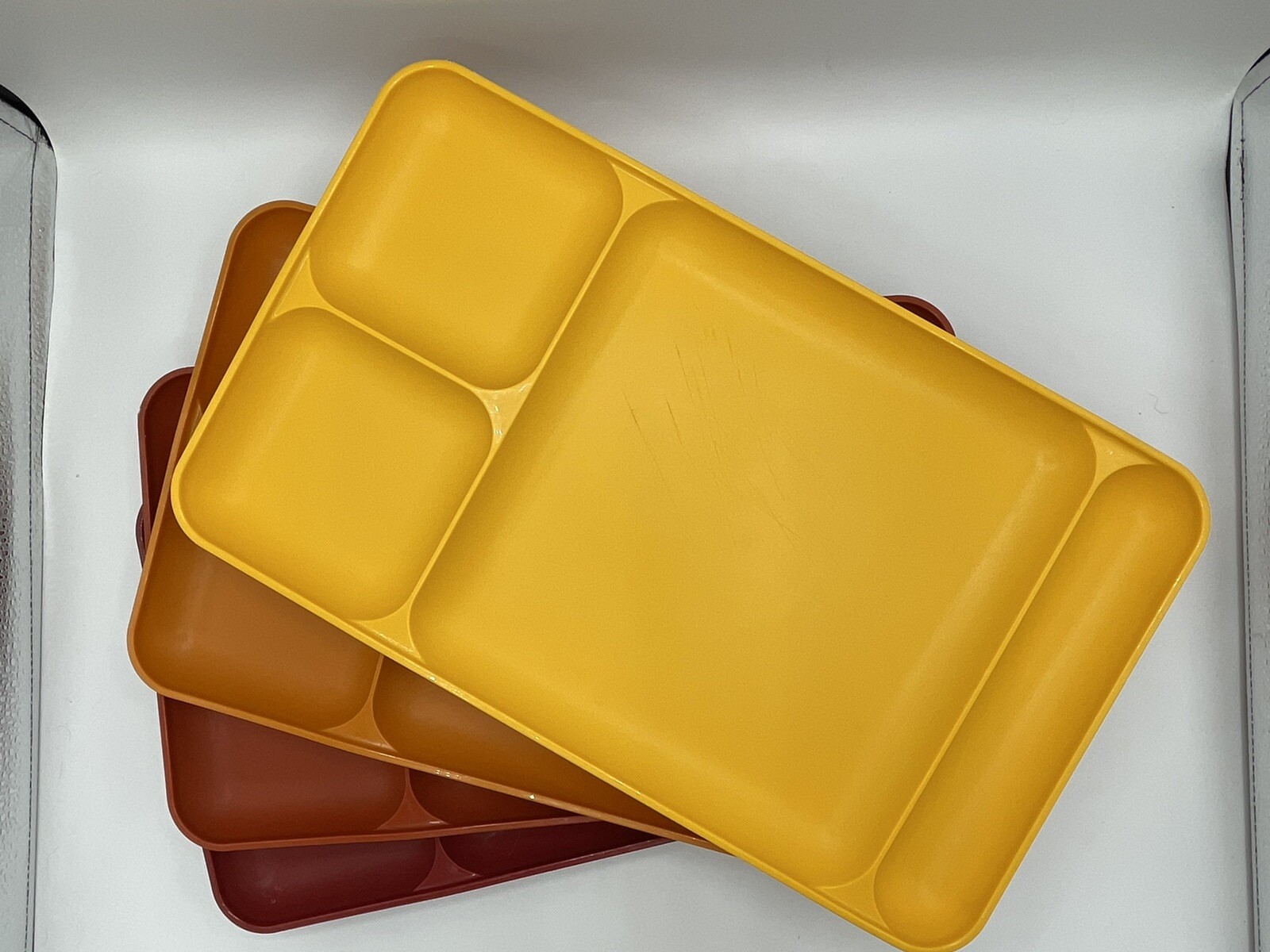 Vintage Tupperware Divided Food Lunch Trays Set of 4 trays Harvest Colors1535 eBay