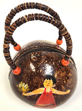 COCONUT HANDMADE PURSE ARTISAN SHELL WOMENS HAWAIIAN Lined