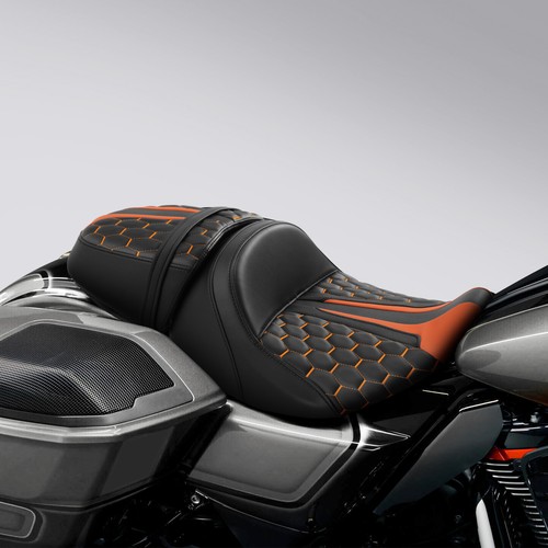 Rider Passenger Seat Fit For Harley Touring Street Road Glide 2023+ Black+Orange - Picture 10 of 14