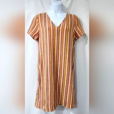 Madewell Striped Linen Blend Shift Dress Womens XS Euro Summer Beachy Lagenlook
