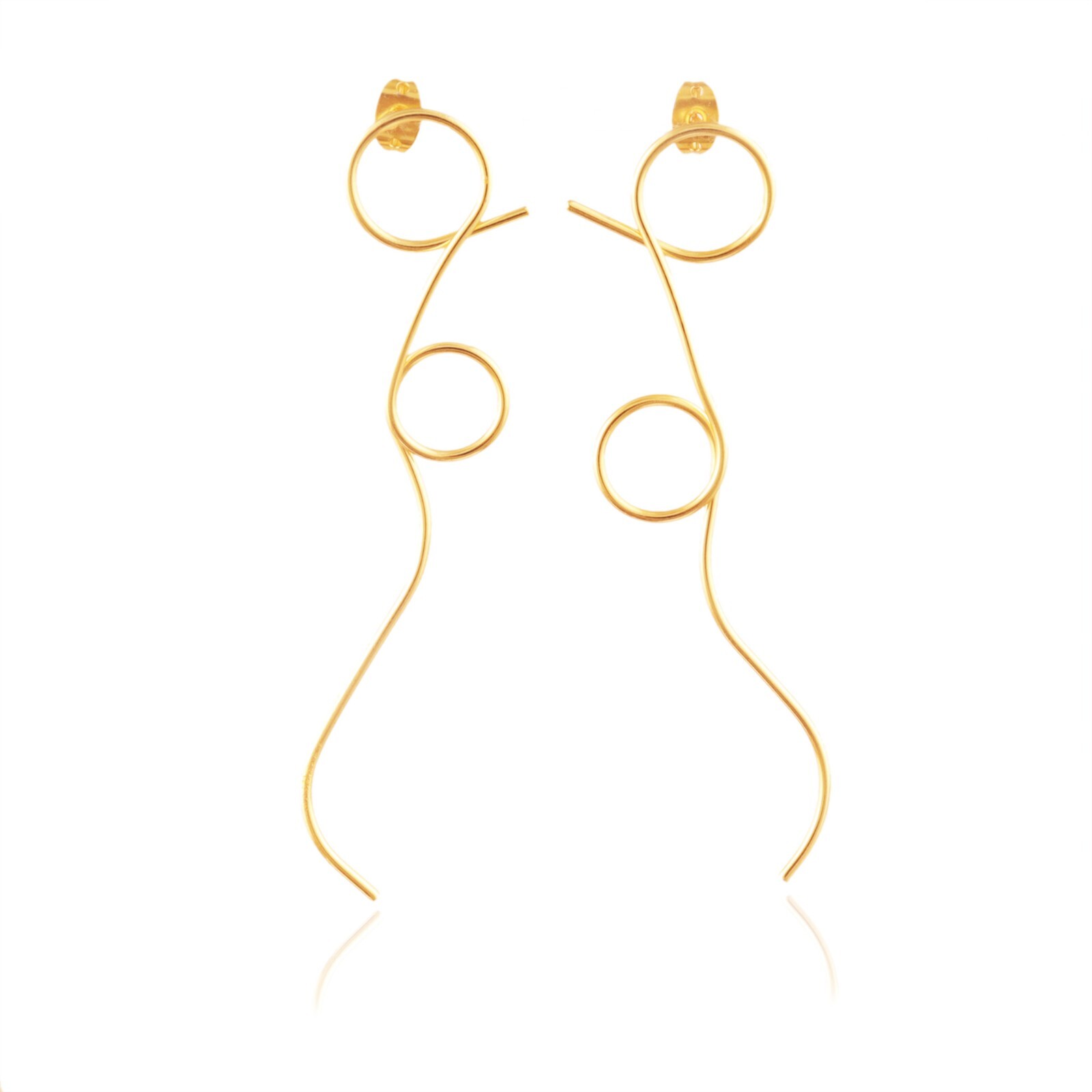 Matte Gold Plated Hammered Statement Earrings Gift for Women-image