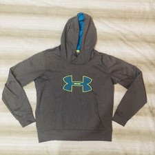 Under Armour Women's Coldgear Gray Large Logo Pullover Semi-Fitted Hoodie Large