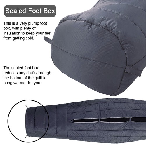 Camping Hammock Down Top Quilt Ultralight Mummy Sleeping Bag Blanket Backpacking - Picture 9 of 12