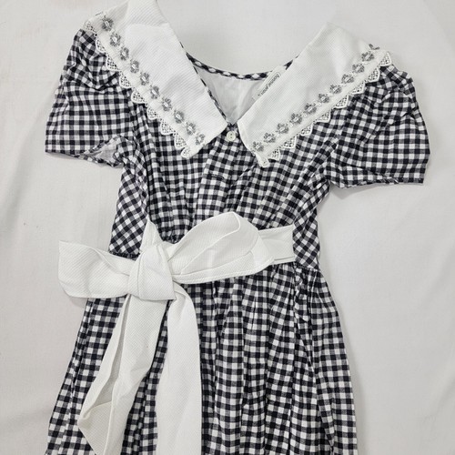 Bonnie Jean New York Girl's Dress Black & White Accent Collar Size 10 USA Bow - Picture 6 of 9