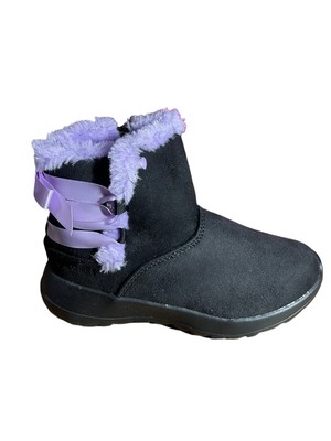 Skechers Girl's GOwalk Joy Bow-Rific Winter Boots Size 13 Black Lavender NEW