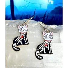 Halloween Cat Earrings ~  Cat Zombie Earrings ~  Cat Earrings in gift box