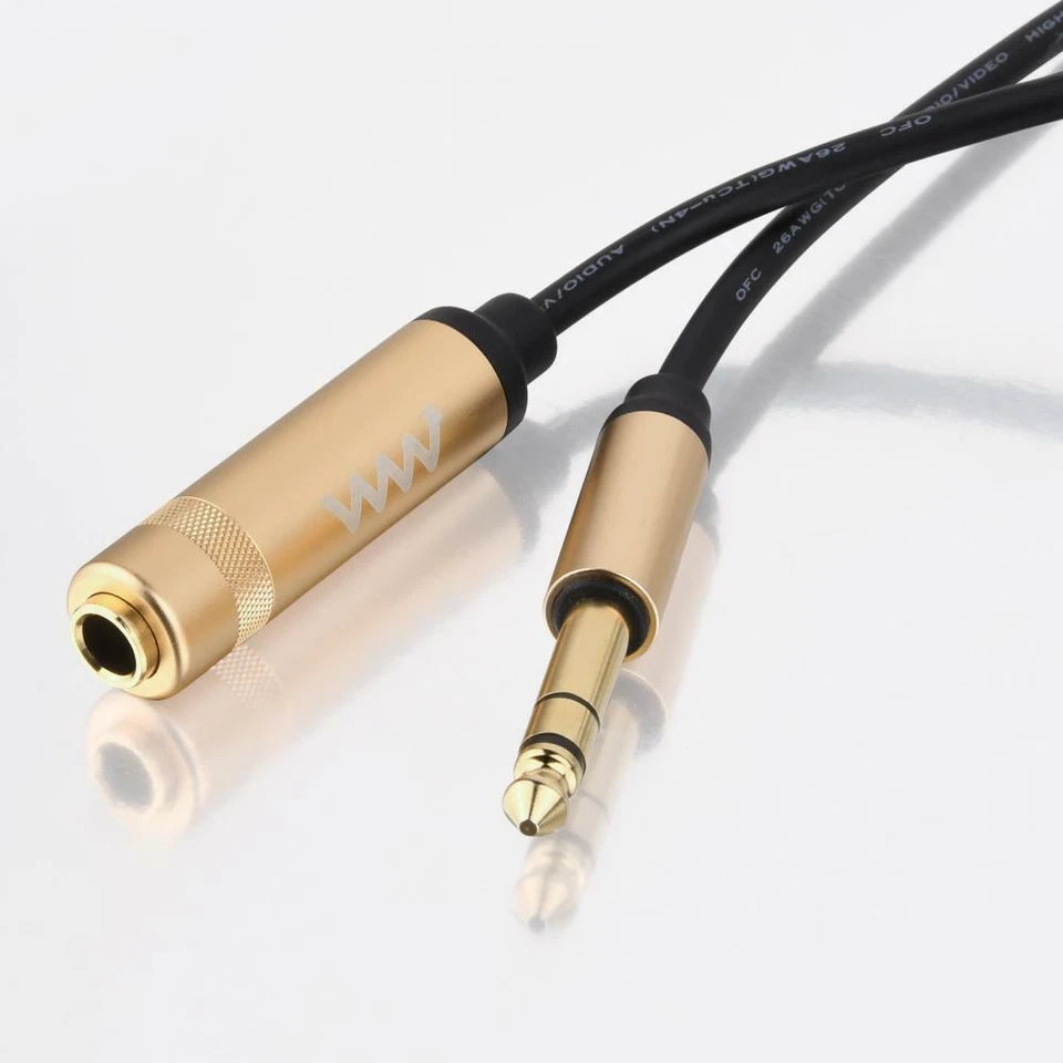 6.35mm 1/4 inch TRS Jack Audio Extension Cable | Stereo Plug to Socket Connector - Image 3 of 4