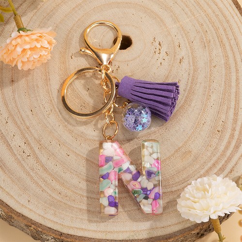 A-Z Alphabet Key Chain Letter Keyring Women's Bag Tassel Pendant Keychain CA - Picture 34 of 47