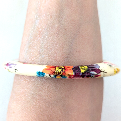 Braccialetto Fiore Colorato Impilabile Floreale Natura Gioielli Regalo 8" - Foto 3 di 5