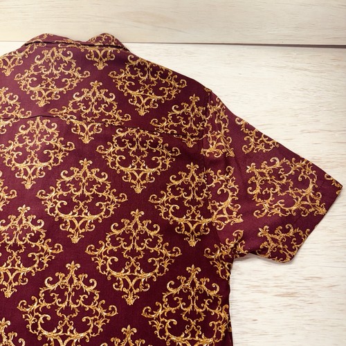 Level Ten Button Up Mens Size Medium Red And Gold Short Sleeve Rayon Shirt - Picture 17 of 17
