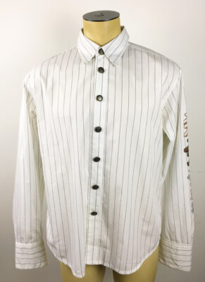 Bejeweled White Long Sleeve Stripe w/Design Shirt Men's Size XL | eBay