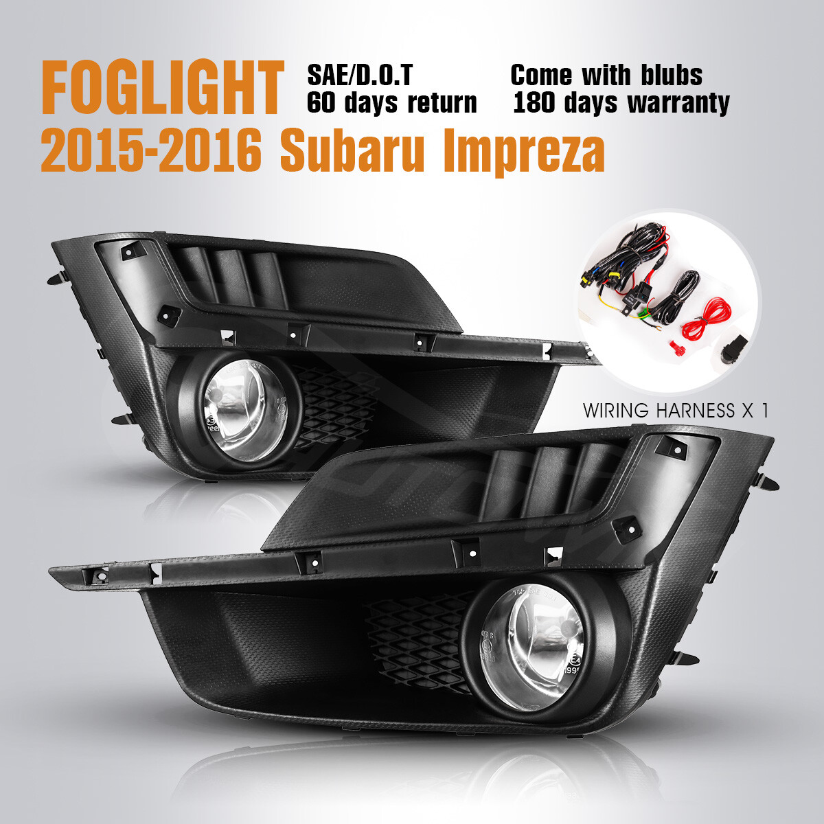 For 1516 Subaru Impreza Fog Lights Clear Lens Front Lamp Pair Wiring