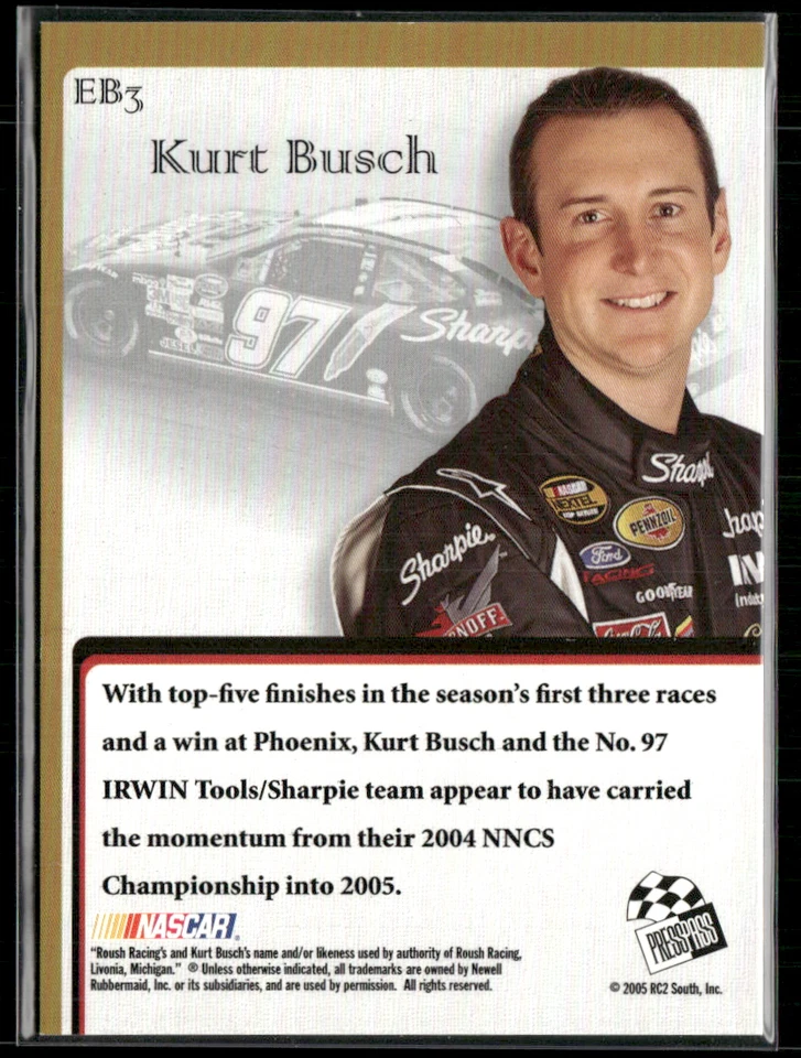 Kurt Busch 2005 Press Pass VIP Green 4/5 #EB3 - Image 2 of 2