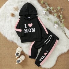 Girls Kids Pyjama Outfit Set Cotton Mum Mini Pink Winter Baby Clothes