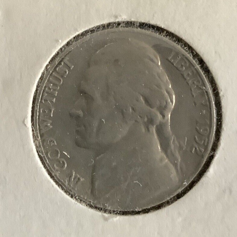 US 1952S Jefferson 5c Nickel .... Nice details  ...... exact coin