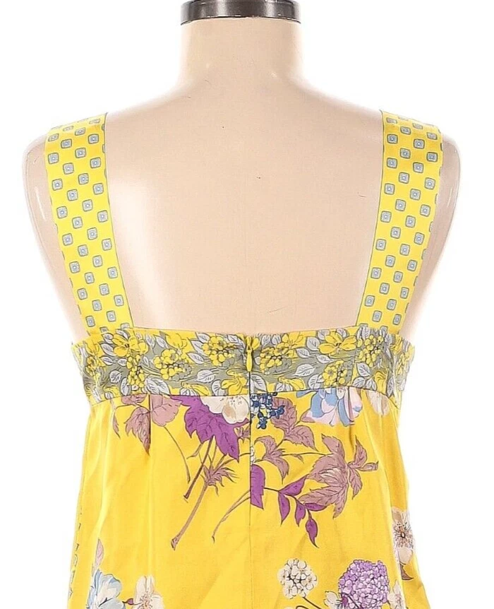 Blusa ETRO Amarillo Púrpura Estampado Floral 100% Seda Sin Mangas Talla 42 (US 6) Foto 4 de 4