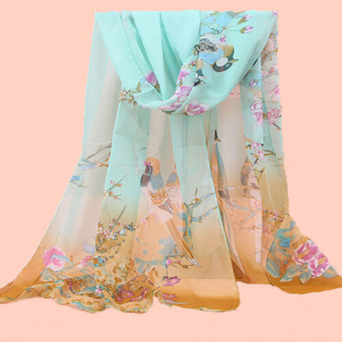 Long Soft Chiffon Scarf Plain Sheer Wrap Shawl Womens Large Stole Neck Scarves♧ - Picture 87 of 93