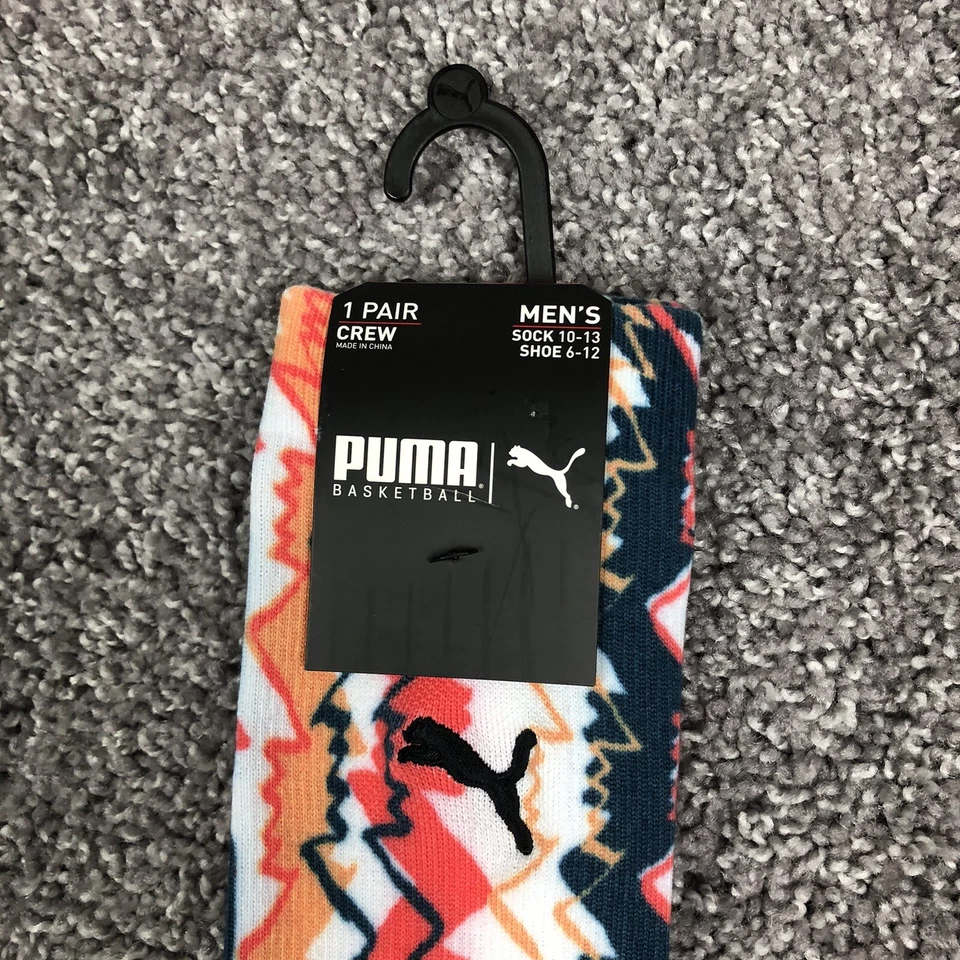 Puma Basketball Men's 3 PAIRS Crew Socks Colorful Sock Size 10-13/Shoe 6-12 - Image 3 of 4
