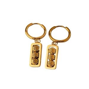 Authentic 18k Gold Plated Rectangular Shape Hoop Earring