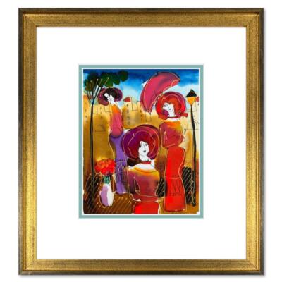 Moshe Leider, Framed Original Mixed Media Watercolor Painting, Hand Signed