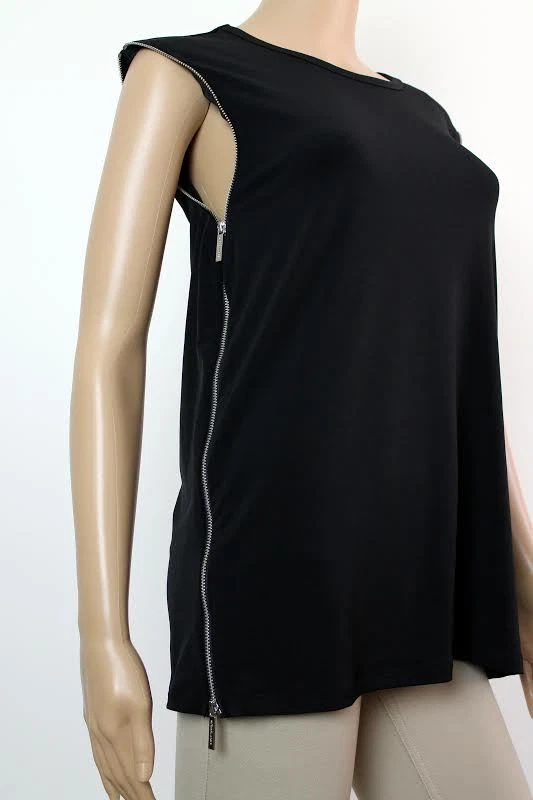 Maglietta Michael Kors Basics collo scoop camicetta designer nuova con etichette $99 L