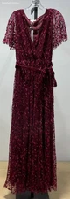 Baltic Born Women's Maroon & Pink Floral Maxi Short Sleeve Dress Size L (NWT)