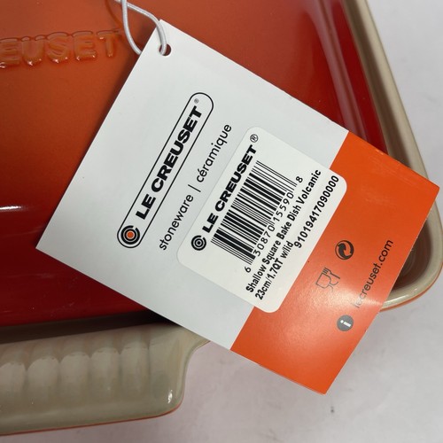 Le Creuset Shallow Square Bake Dish Volcanic 1.7 Qt Stoneware Inside Lid Chips - Picture 12 of 12