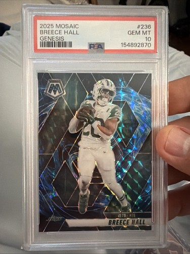 2025 Panini Mosaic Breece Hall  Genesis Prizm Case Hit SSP New York Jets🔥PSA 10