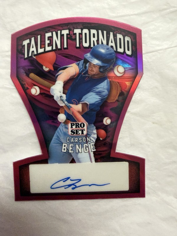 2026 Pro Set CARSON BENGE Talent Tornado Prismatic Pink Die Cut RC Auto #d 7/7
