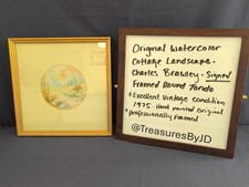 Vintage Org. Watercolor Cottage Landscape Signed Brawley, Professionally Framed