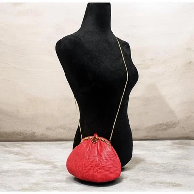 VTG Judith Leiber Evening Bag Red Lizard Multi-Stone Jeweled Pouch/ Clutch - Image 1 of 4