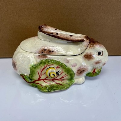 LIDDED TUREEN RABBIT TRINKET BOX 4''x2.5''
