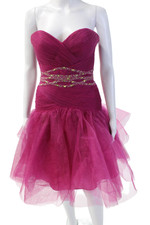 Maggie Sottero Couture Womens Fit & Flare Dress Pink Lace Up Sleeveless Size 4