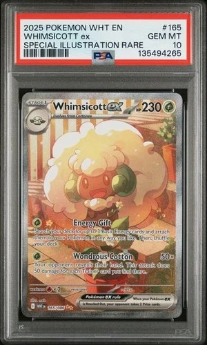 Whimsicott EX 2025 Pokemon White Flare Special Illustration Rare 165/086 PSA 10